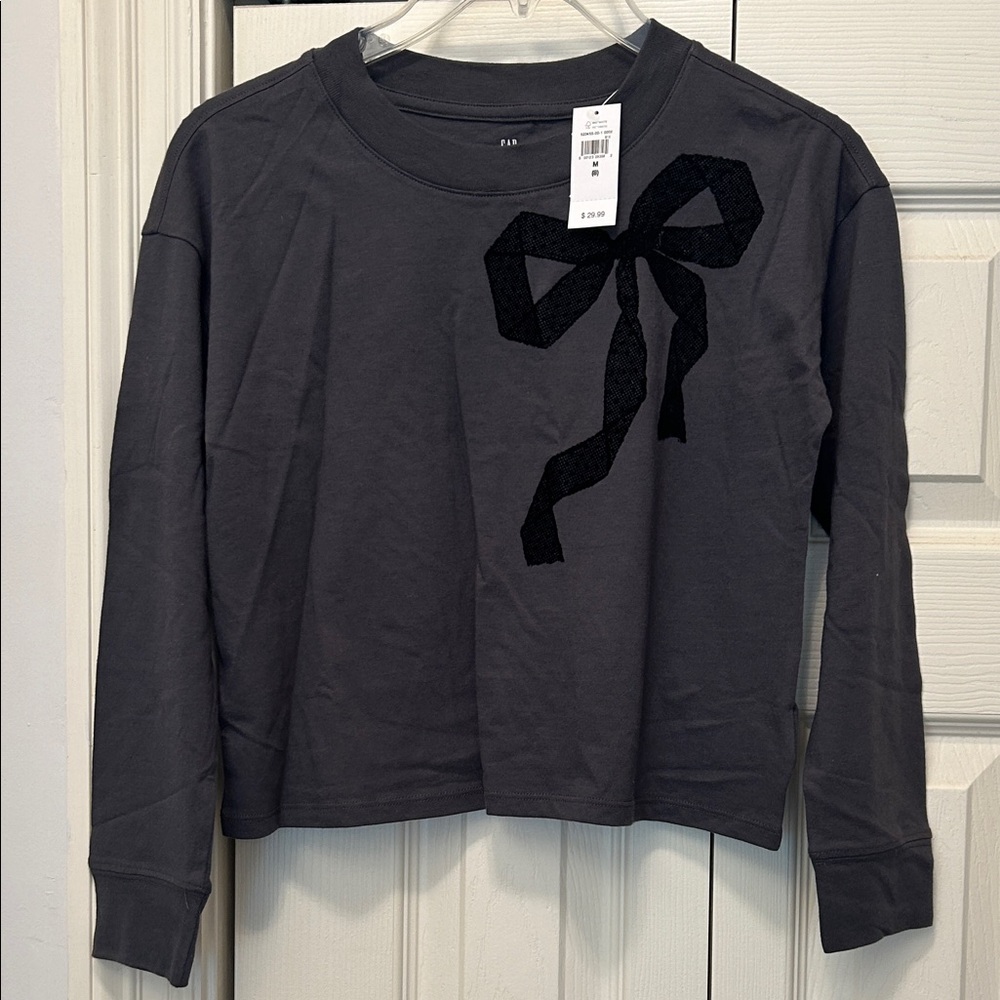 GAP Black Long Sleeve Tee with Bow